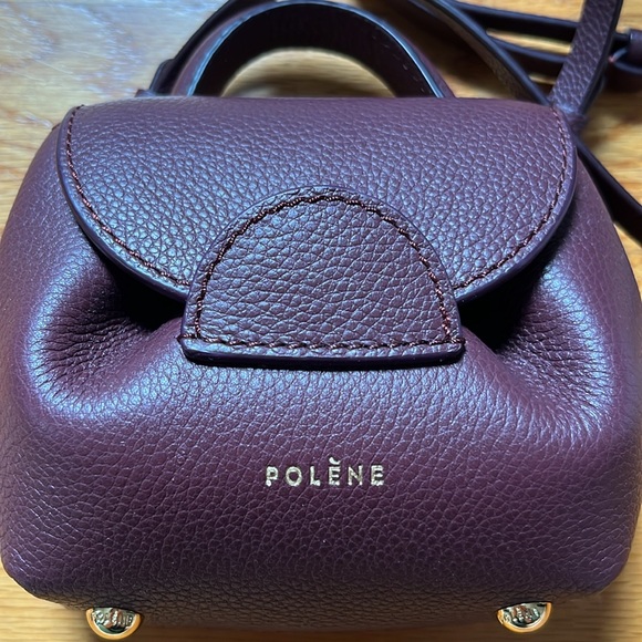 Polene numero un micro bag in textured leather in rich burgundy color - Picture 5 of 12